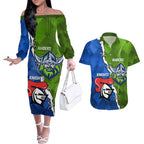 Custom Raiders And Knights Couples Matching Off The Shoulder Long Sleeve Dress and Hawaiian Shirt Together Dynamic Style
