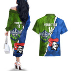 Custom Raiders And Knights Couples Matching Off The Shoulder Long Sleeve Dress and Hawaiian Shirt Together Dynamic Style