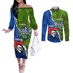 Custom Raiders And Knights Couples Matching Off The Shoulder Long Sleeve Dress and Long Sleeve Button Shirt Together Dynamic Style