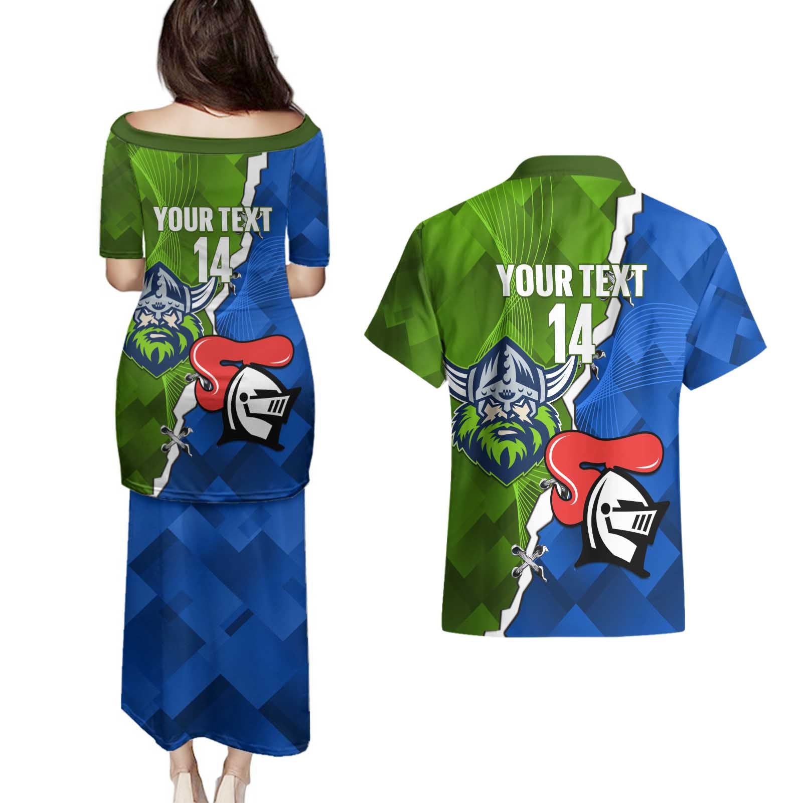 Custom Raiders And Knights Couples Matching Puletasi and Hawaiian Shirt Together Dynamic Style