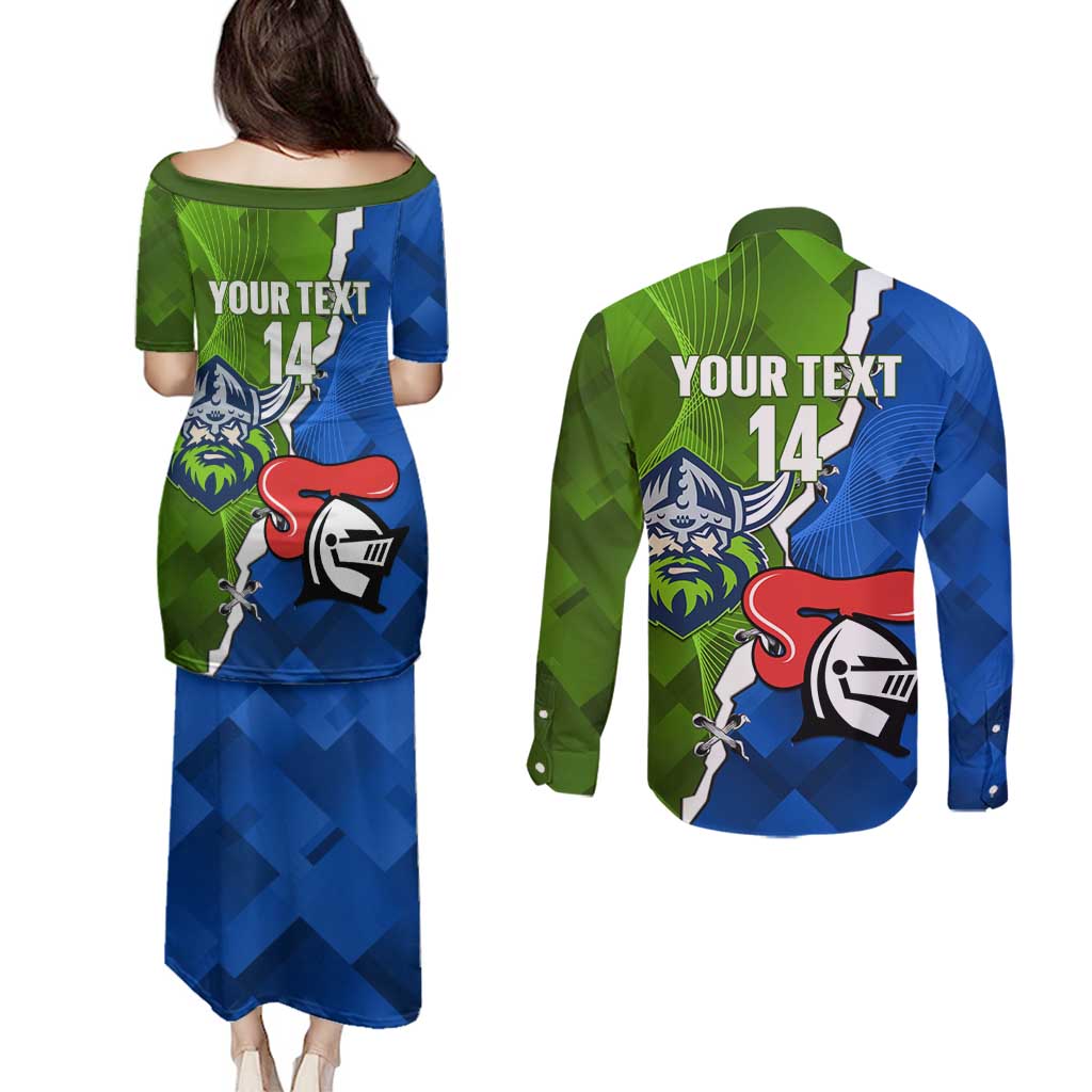 Custom Raiders And Knights Couples Matching Puletasi and Long Sleeve Button Shirt Together Dynamic Style
