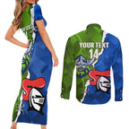 Custom Raiders And Knights Couples Matching Short Sleeve Bodycon Dress and Long Sleeve Button Shirt Together Dynamic Style