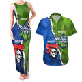 Custom Raiders And Knights Couples Matching Tank Maxi Dress and Hawaiian Shirt Together Dynamic Style