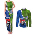 Custom Raiders And Knights Couples Matching Tank Maxi Dress and Long Sleeve Button Shirt Together Dynamic Style