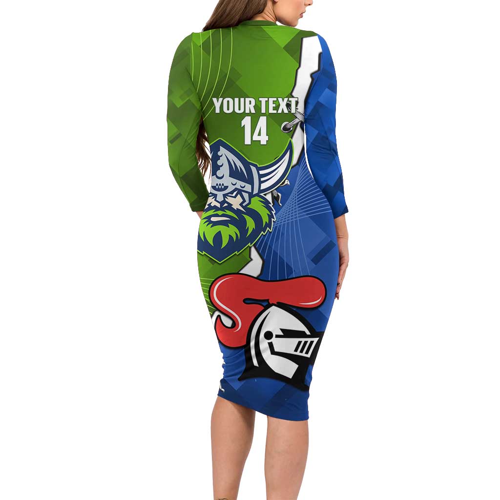 Custom Raiders And Knights Family Matching Long Sleeve Bodycon Dress and Hawaiian Shirt Together Dynamic Style
