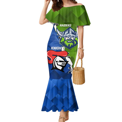 Custom Raiders And Knights Family Matching Mermaid Dress and Hawaiian Shirt Together Dynamic Style