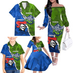 Custom Raiders And Knights Family Matching Off The Shoulder Long Sleeve Dress and Hawaiian Shirt Together Dynamic Style