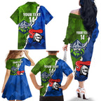 Custom Raiders And Knights Family Matching Off The Shoulder Long Sleeve Dress and Hawaiian Shirt Together Dynamic Style