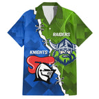 Custom Raiders And Knights Family Matching Off The Shoulder Long Sleeve Dress and Hawaiian Shirt Together Dynamic Style