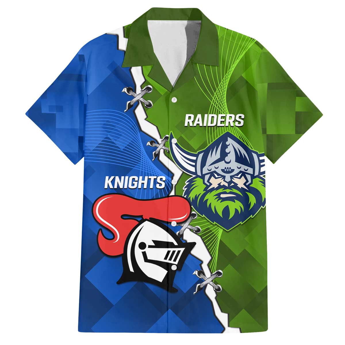 Custom Raiders And Knights Family Matching Off The Shoulder Long Sleeve Dress and Hawaiian Shirt Together Dynamic Style