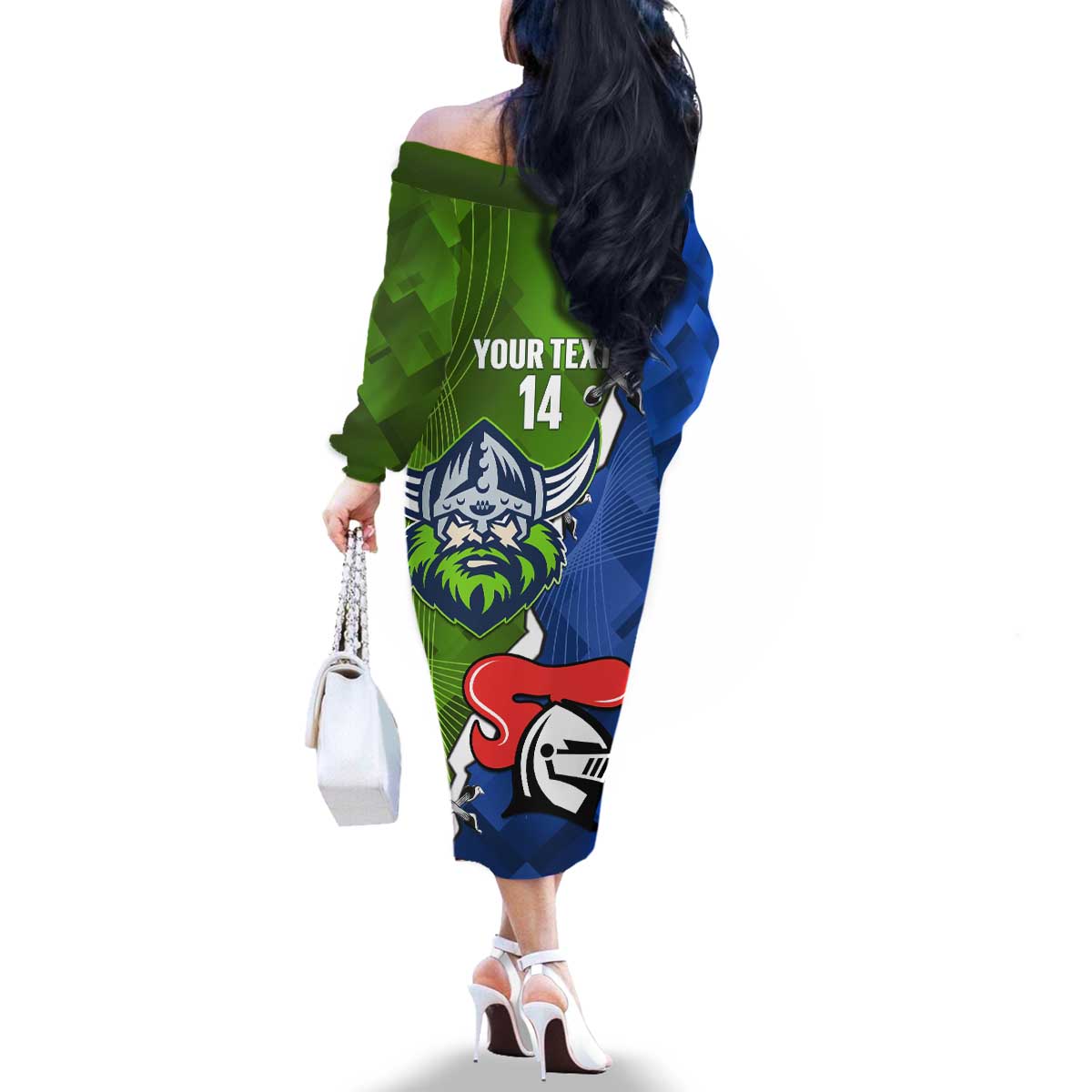 Custom Raiders And Knights Family Matching Off The Shoulder Long Sleeve Dress and Hawaiian Shirt Together Dynamic Style