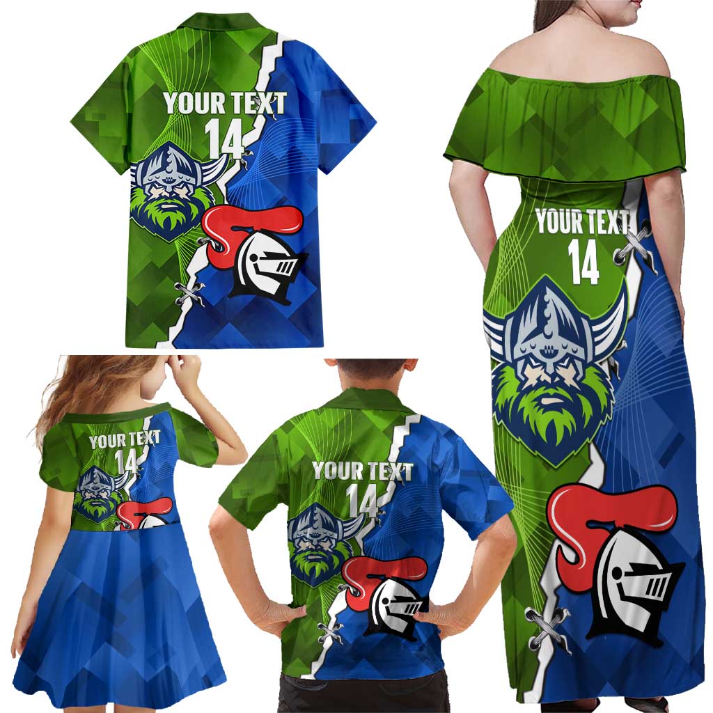 Custom Raiders And Knights Family Matching Off Shoulder Maxi Dress and Hawaiian Shirt Together Dynamic Style