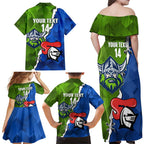Custom Raiders And Knights Family Matching Off Shoulder Maxi Dress and Hawaiian Shirt Together Dynamic Style