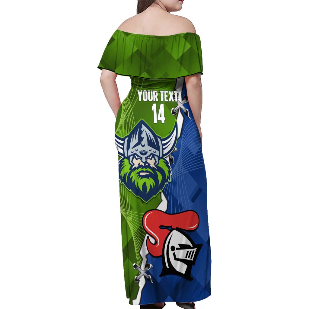 Custom Raiders And Knights Family Matching Off Shoulder Maxi Dress and Hawaiian Shirt Together Dynamic Style