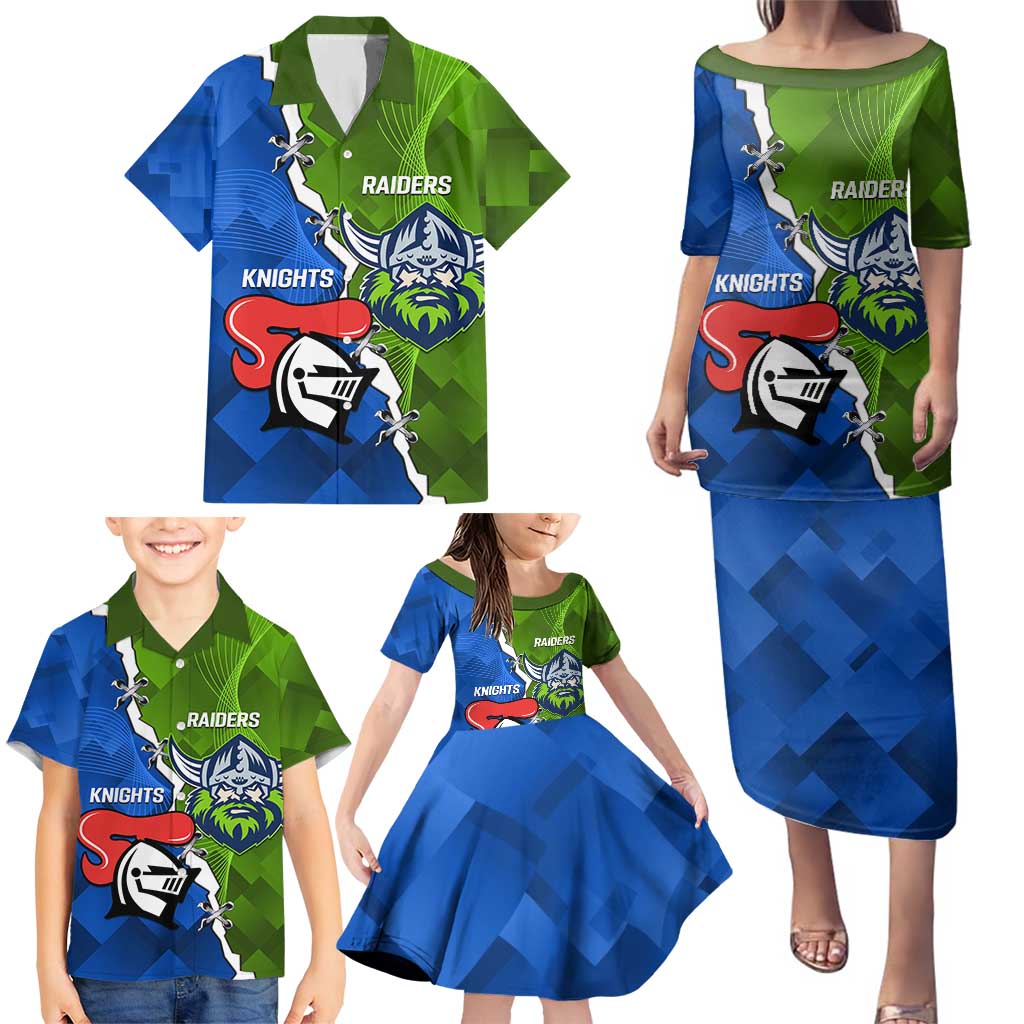 Custom Raiders And Knights Family Matching Puletasi and Hawaiian Shirt Together Dynamic Style