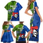 Custom Raiders And Knights Family Matching Short Sleeve Bodycon Dress and Hawaiian Shirt Together Dynamic Style