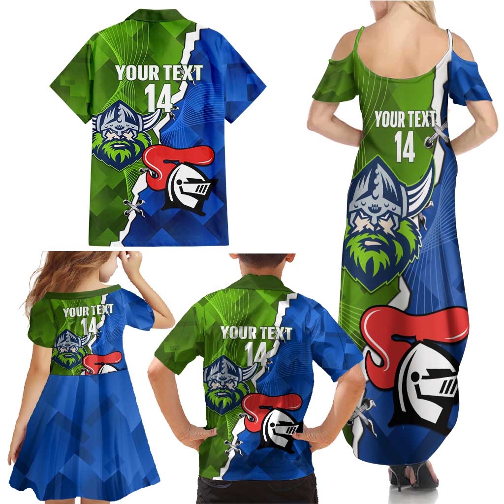 Custom Raiders And Knights Family Matching Summer Maxi Dress and Hawaiian Shirt Together Dynamic Style