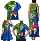 Custom Raiders And Knights Family Matching Tank Maxi Dress and Hawaiian Shirt Together Dynamic Style