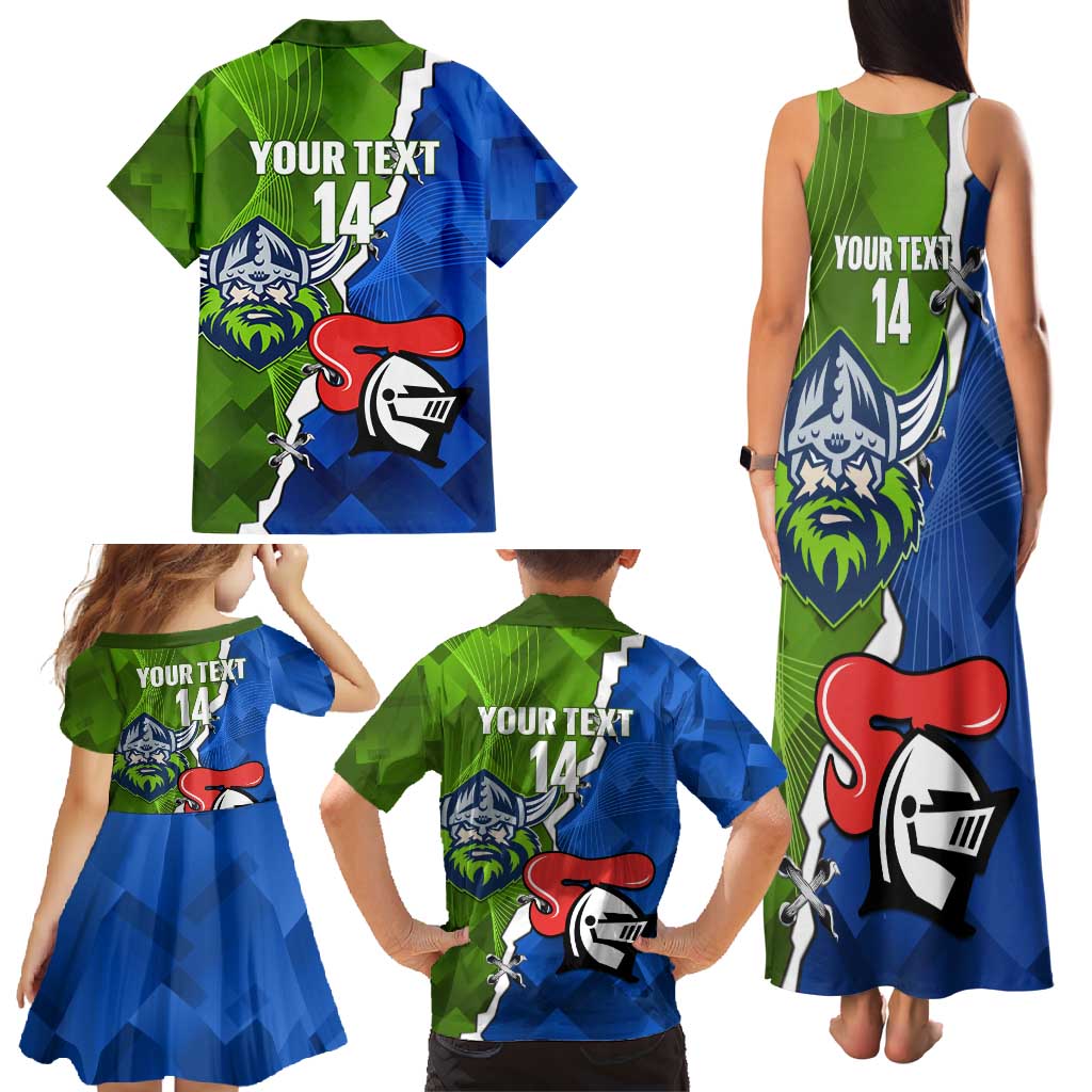 Custom Raiders And Knights Family Matching Tank Maxi Dress and Hawaiian Shirt Together Dynamic Style