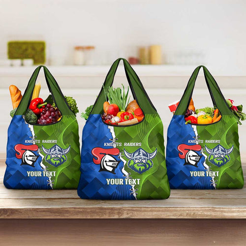 Custom Raiders And Knights Grocery Bag Together Dynamic Style