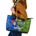Custom Raiders And Knights Leather Tote Bag Together Dynamic Style