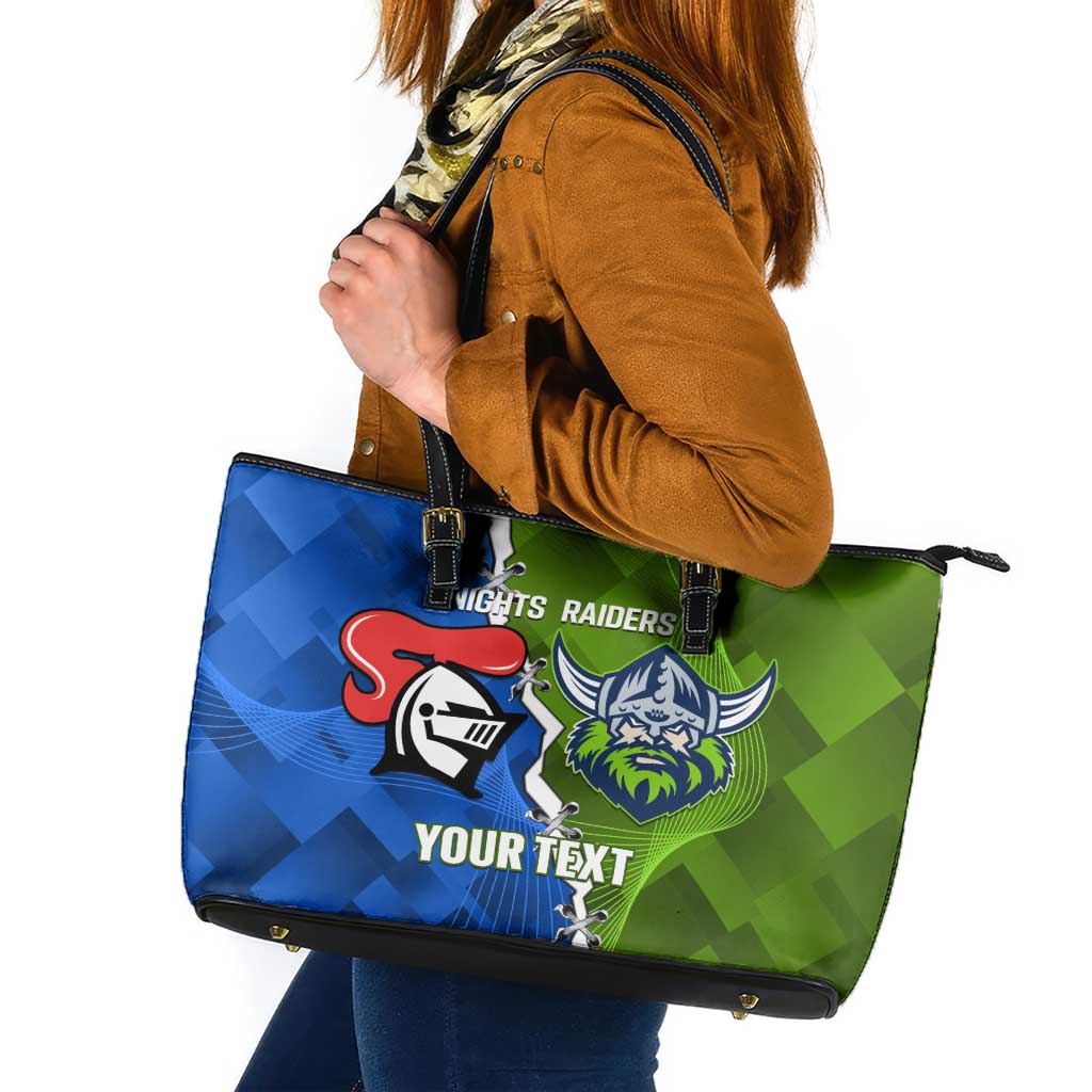 Custom Raiders And Knights Leather Tote Bag Together Dynamic Style