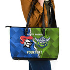 Custom Raiders And Knights Leather Tote Bag Together Dynamic Style