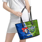Custom Raiders And Knights Leather Tote Bag Together Dynamic Style