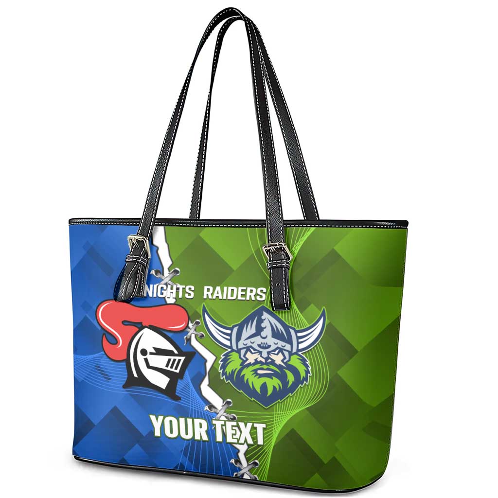 Custom Raiders And Knights Leather Tote Bag Together Dynamic Style