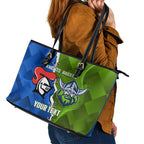 Custom Raiders And Knights Leather Tote Bag Together Dynamic Style