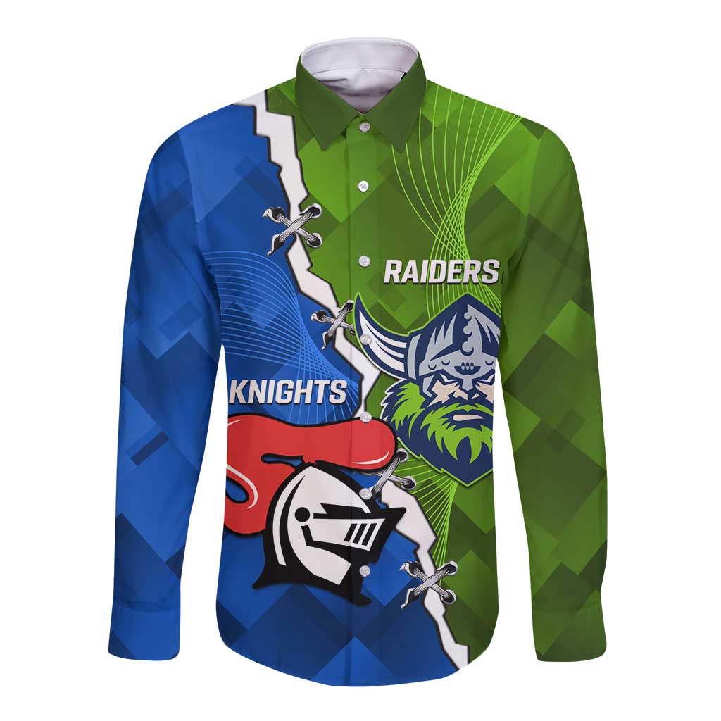Custom Raiders And Knights Long Sleeve Button Shirt Together Dynamic Style