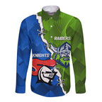 Custom Raiders And Knights Long Sleeve Button Shirt Together Dynamic Style