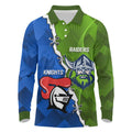 Custom Raiders And Knights Long Sleeve Polo Shirt Together Dynamic Style