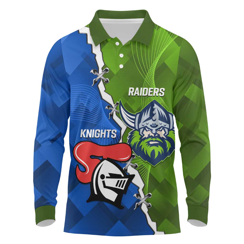 Custom Raiders And Knights Long Sleeve Polo Shirt Together Dynamic Style