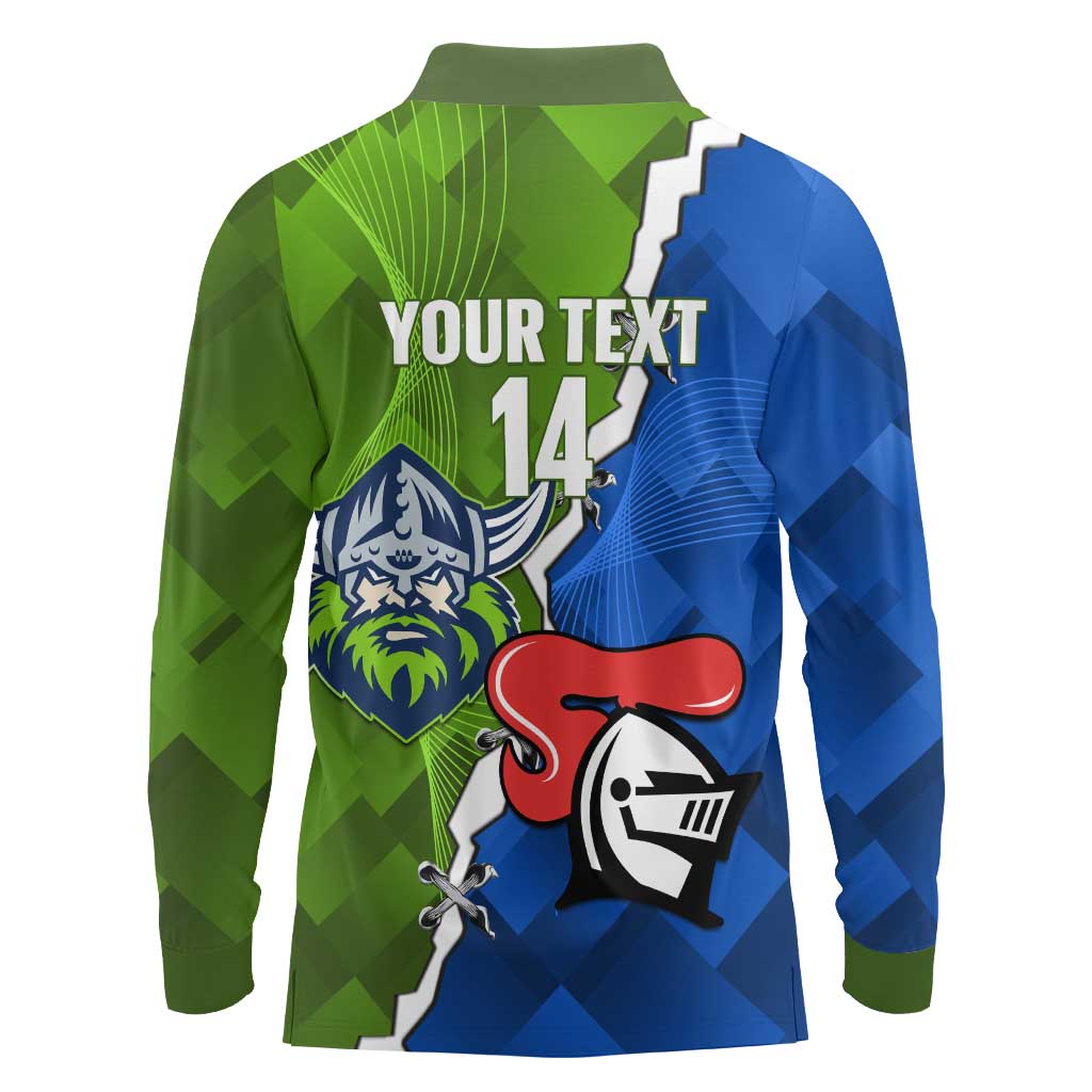 Custom Raiders And Knights Long Sleeve Polo Shirt Together Dynamic Style
