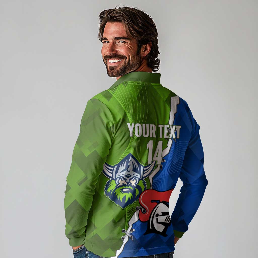 Custom Raiders And Knights Long Sleeve Polo Shirt Together Dynamic Style