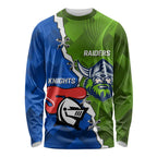 Custom Raiders And Knights Long Sleeve Shirt Together Dynamic Style