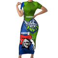 Custom Raiders And Knights Short Sleeve Bodycon Dress Together Dynamic Style