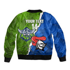 Custom Raiders And Knights Sleeve Zip Bomber Jacket Together Dynamic Style