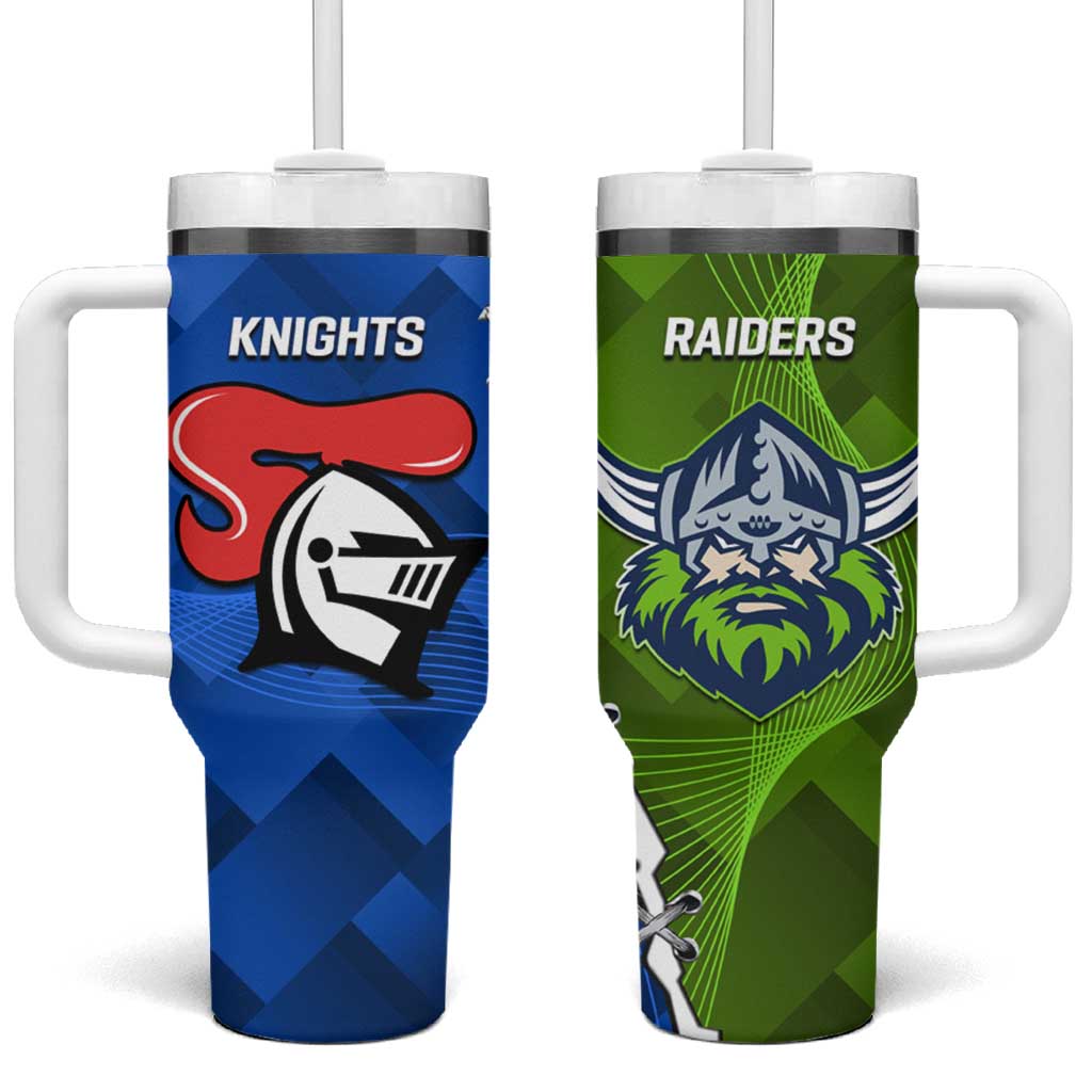 Custom Raiders And Knights Tumbler With Handle Together Dynamic Style