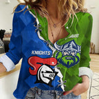 Custom Raiders And Knights Women Casual Shirt Together Dynamic Style