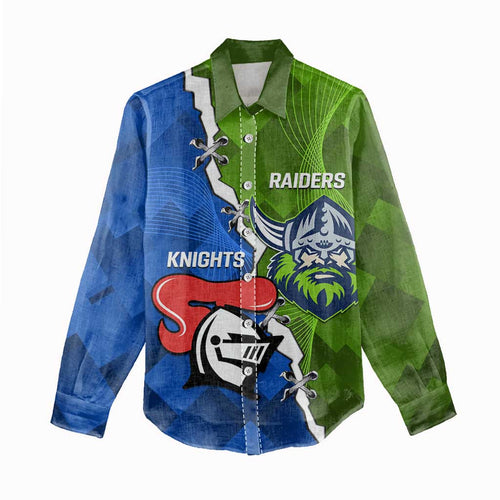 Custom Raiders And Knights Women Casual Shirt Together Dynamic Style