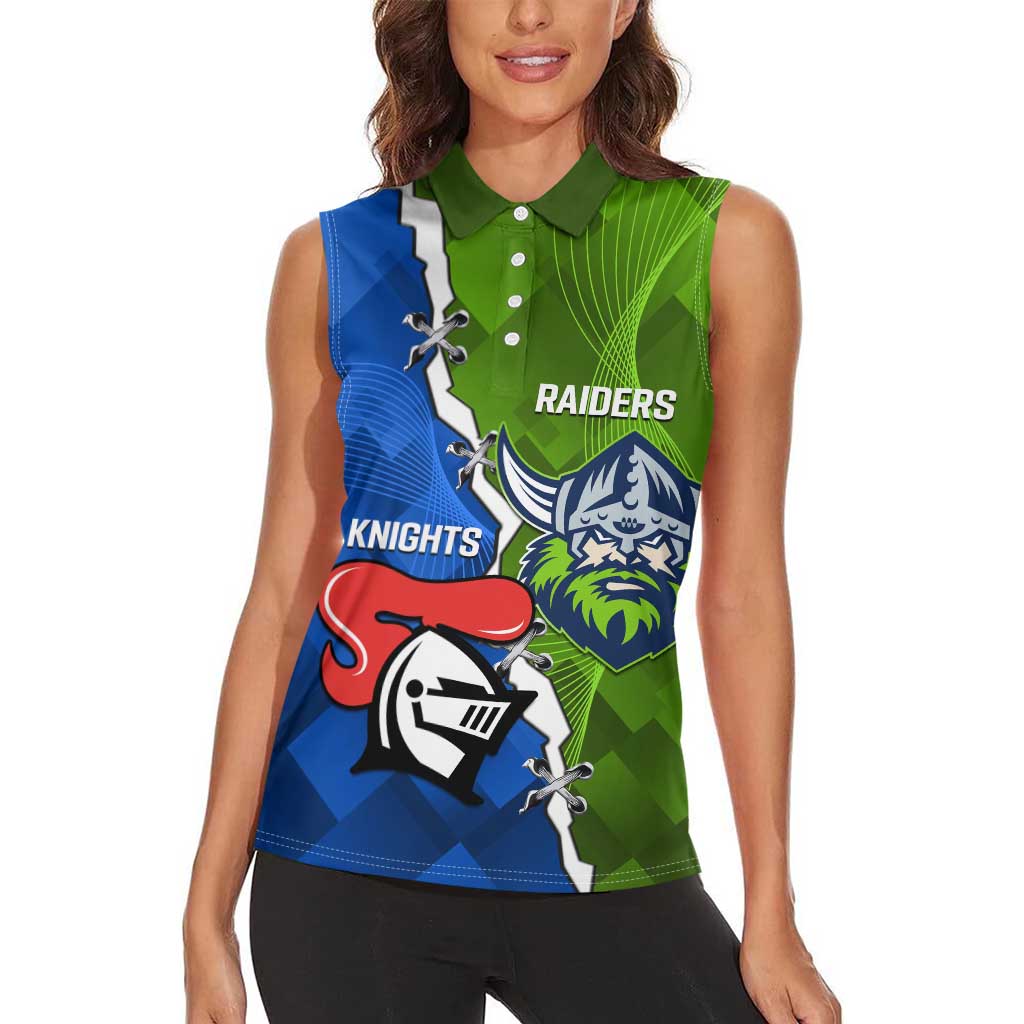Custom Raiders And Knights Women Sleeveless Polo Shirt Together Dynamic Style