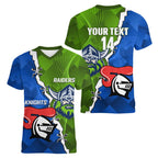 Custom Raiders And Knights Women V-Neck T-Shirt Together Dynamic Style