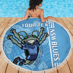 Custom NSW Blues Rugby Beach Blanket Cockroaches Polynesian Pattern Tropical Vibes
