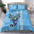 Custom NSW Blues Rugby Bedding Set Cockroaches Polynesian Pattern Tropical Vibes