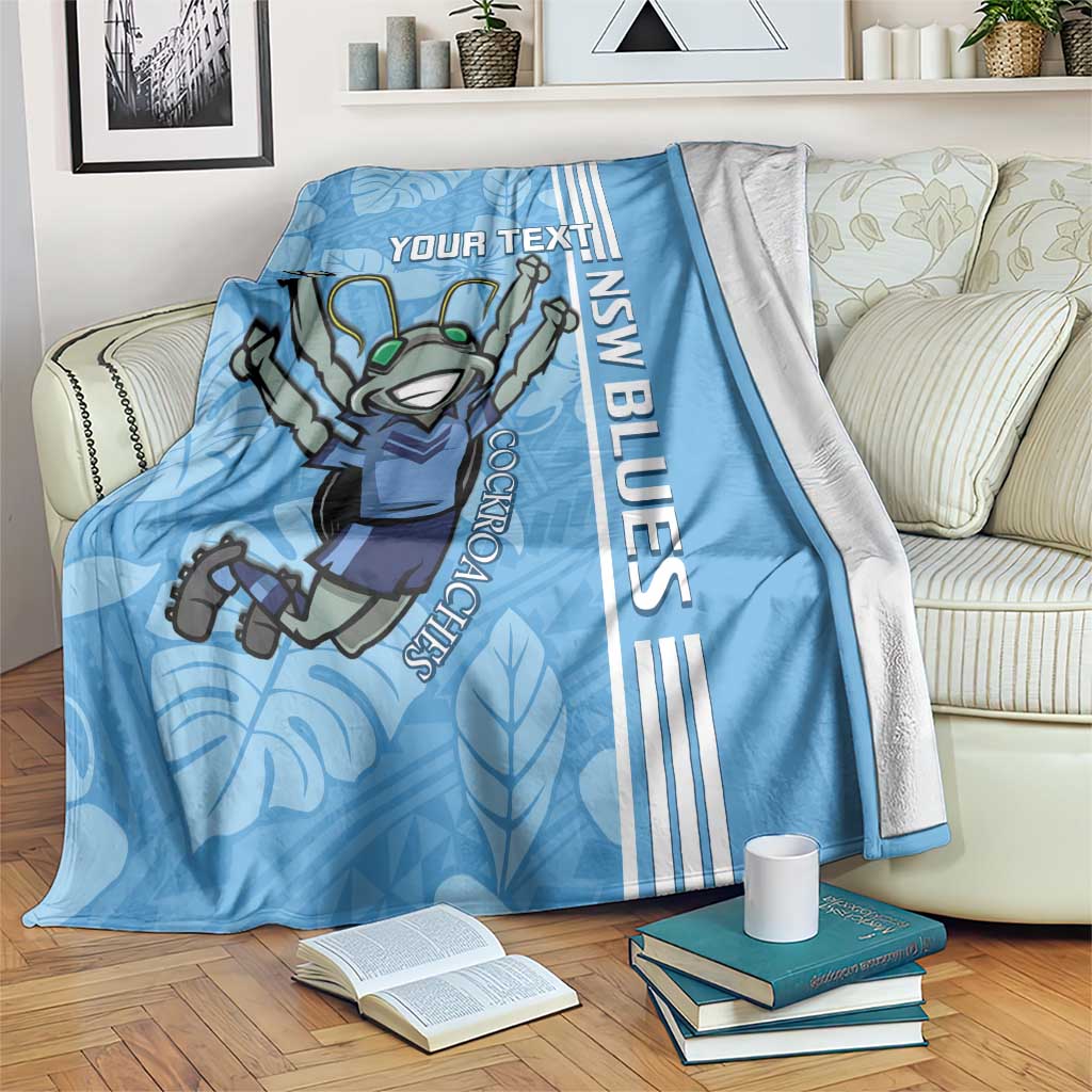 Custom NSW Blues Rugby Blanket Cockroaches Polynesian Pattern Tropical Vibes