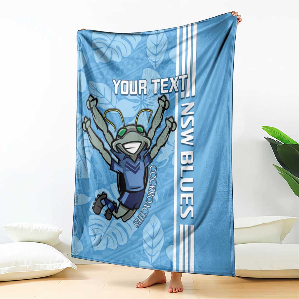 Custom NSW Blues Rugby Blanket Cockroaches Polynesian Pattern Tropical Vibes