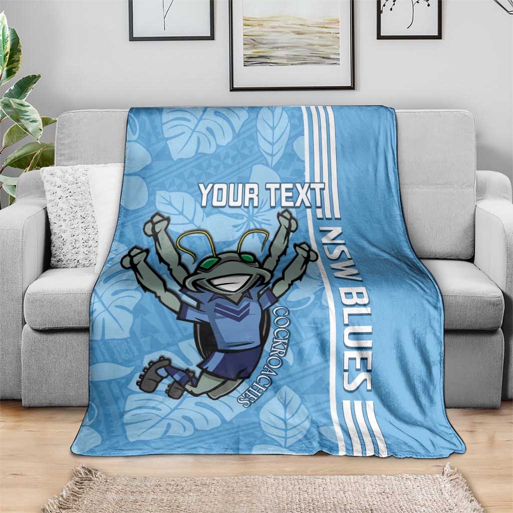 Custom NSW Blues Rugby Blanket Cockroaches Polynesian Pattern Tropical Vibes