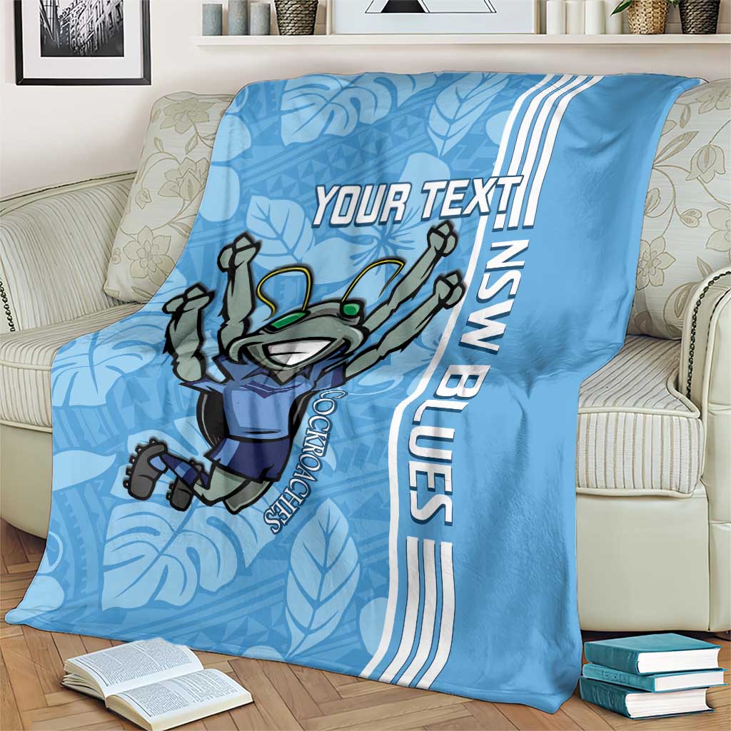 Custom NSW Blues Rugby Blanket Cockroaches Polynesian Pattern Tropical Vibes